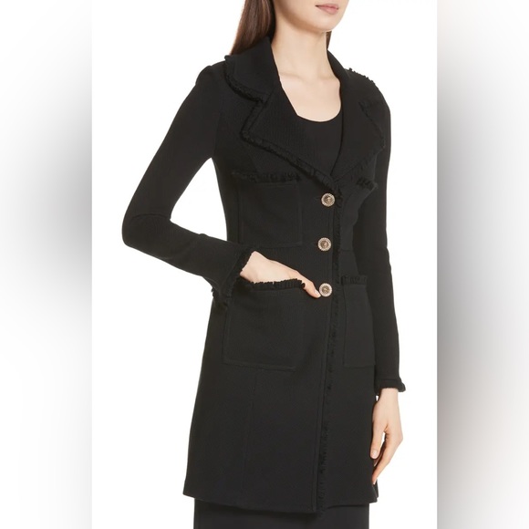 St. John Collection Sz 12 Fringed Wool Blend Milano Pique Knit Topper, NWOT - Picture 2 of 9